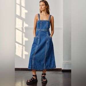 Seventy + Mochi Ella Sleeveless Square-Neck Denim Midi Dress